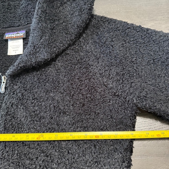Patagonia Jacket Women’s Small Black Synchilla Fleece Curly Q‎ Shawl Collar - Picture 6 of 9